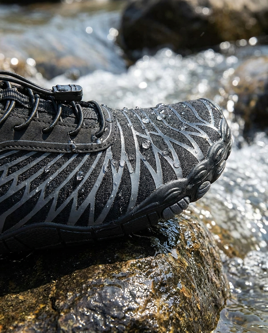 Rivo Barefoot — séchage rapide, gouttes d'eau sur le tissu