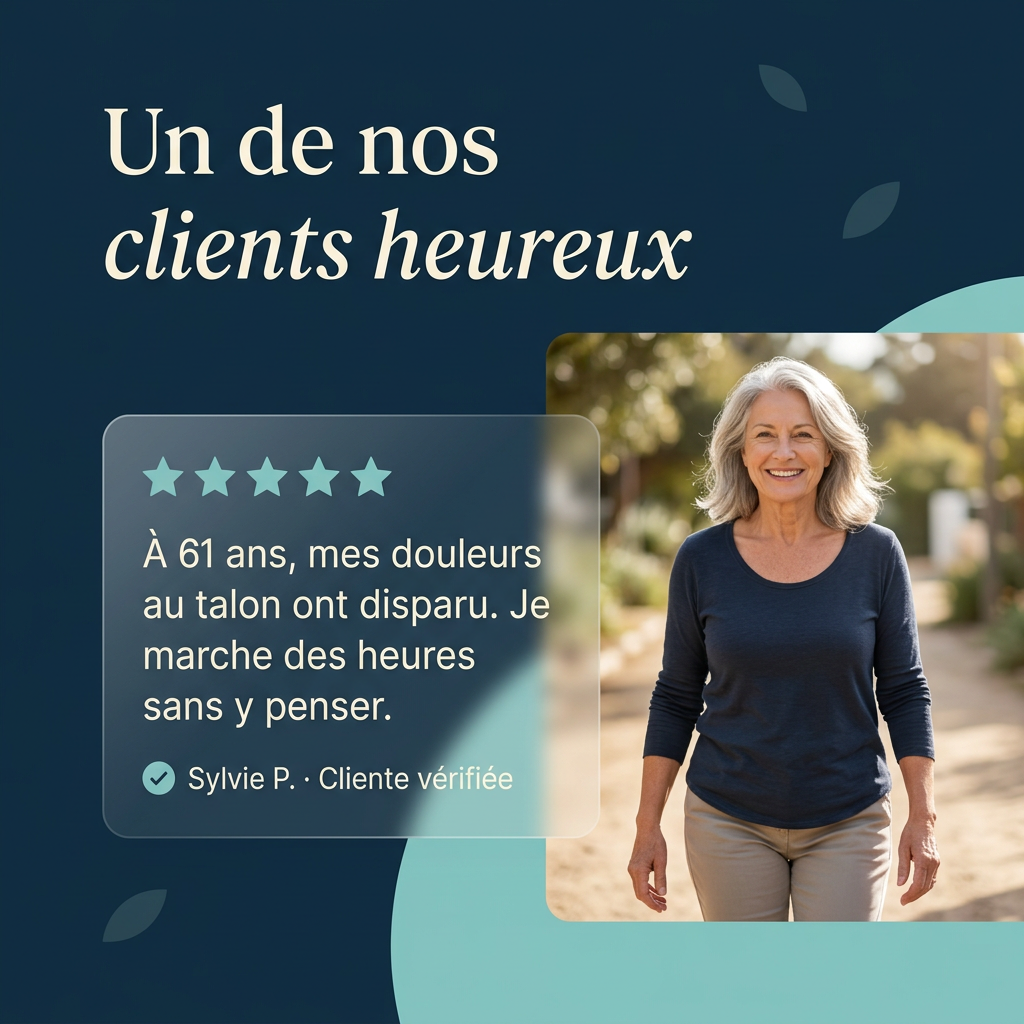 Un de nos clients heureux — Sylvie P., 61 ans : douleurs au talon disparues